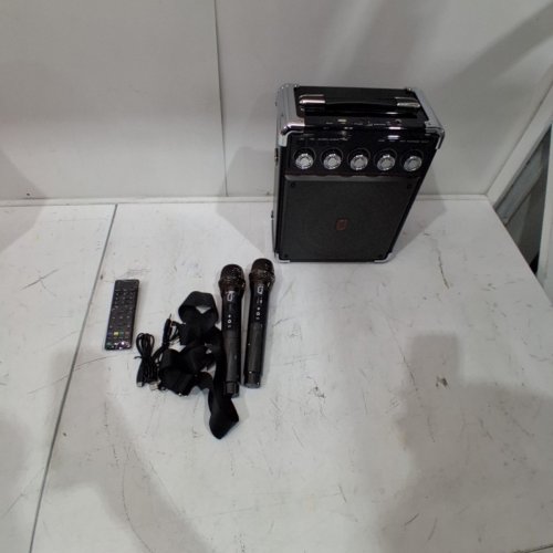 JYX PORTABLE SPEAKER & KARAOKE MACHINE WITH LED LIGHTS, 2 MICROPHONES, REMOTE CONTROL & BLUETOOTH CONNECTION - BLACK - (MODEL:TX05) image 3