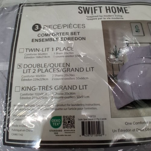3PC SWIFT HOME PINCH PLEAT COMFORTER SET - FULL/QUEEN - GREY image 3