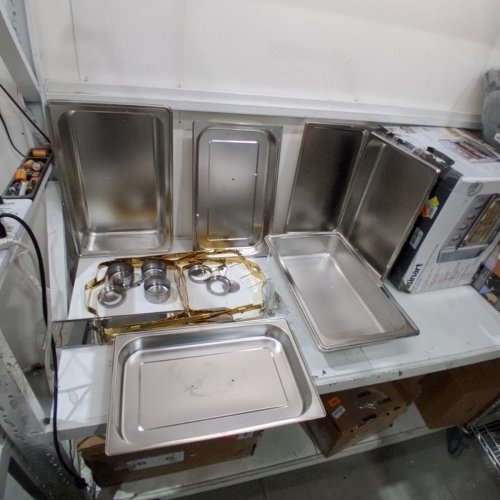 2PK VEVOR CHAFFING DISH BUFFET SET FULL SIZE AND HALF SIZE PANS - 8QT - SILVER/GOLD -(MODEL: HZ-433B) image 2