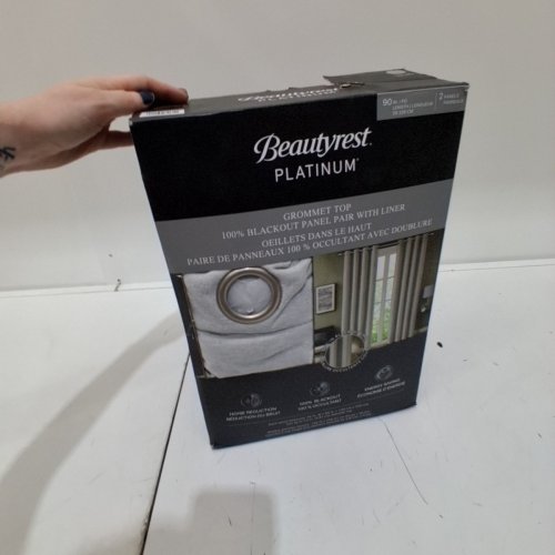 (2 PANELS) BEAUTYREST PLATINUS BLACKOUT GROMMET-TOP CURTAINS - 52" X 90" - GREY - (MODEL: 6595105) image 3