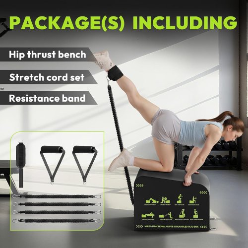 HANDBODE HIP THRUST BENCH, MULTI-FUNCTIONAL SLIP-FREE HIP THRUST MACHINE - BLACK/GREEN image 2