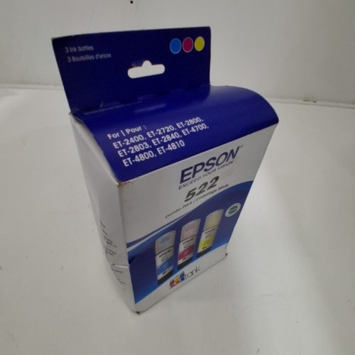 3PC EPSON 522 COMBO PACK INK REFILL BOTTLES FOR SELECT ECOTANK PRINTERS - 65ML EACH - CYAN, MAGENTA, YELLOW (MODEL: T522520-S/CP) image 2