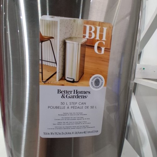 BETTER HOMES & GARDENS STAINLESS STEEL SLIM RECTANGULAR STEP TRASH/GARBAGE CAN - 50L - SILVER - (MODEL: BH6329900255002) image 4