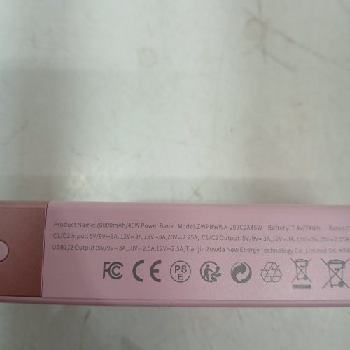 NOBIS PORTABLE POWER BANK FAST CHARGER - 20000 MAH 45W - PINK (MODEL: ZWPBWWA-202C2A45W) image 3