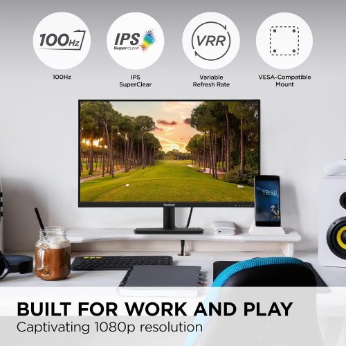 VIEWSONIC 1080P RESOLUTION LED FRAMELESS DESIGN COMPUTER MONITOR WITH ENHANCED VIEWING 100HZ DISPLAY - 27" - BLACK (MODEL: VS2747-H) image 2