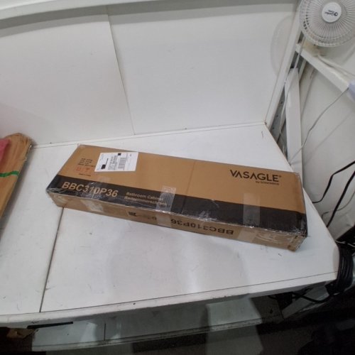 VASAGLE SMALL CORNER FLOOR STORAGE BATHROOM CABINET - 31.5" - GREY (MODEL: BBC310P36) image 5