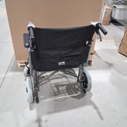 VEVOR TRANSPORT WHEELCHAIR WITH DETACHABLE ARMREST, SELF-LOCKING BRAKE AND FOOT RESTS - 24" SEAT - 300LB MAX - BLACK (MODEL: FS210ABEJP-61) image 4