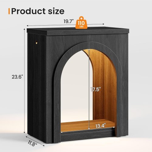 2PK SIKIAC ARCHED WOODEN END TABLE WITH LIGHTS - 20" X 12" X 24" - BLACK - (MODEL: DJVN000149_1) image 2