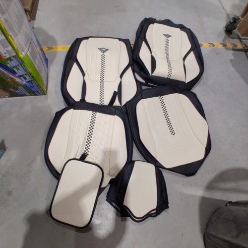 13PC LEATHER CAR SEAT COVERS WITH LUMBAR SUPPORT - UNIVERSAL FIT - BLACK\BEIGE image 4