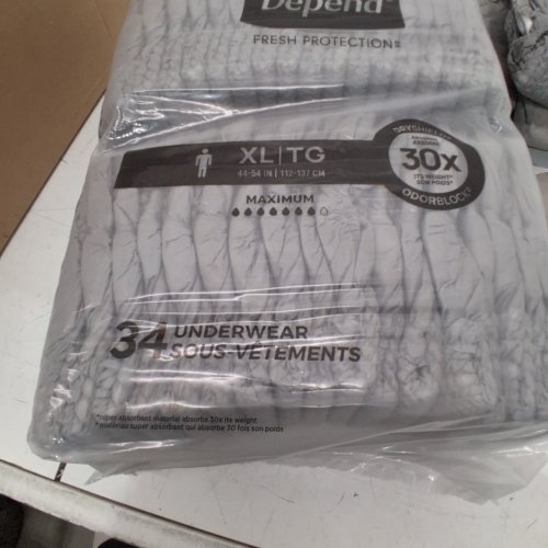 40PK MEN'S DEPEND FRESH PROTECTION INCONTINENCE UNDERWEAR - MAXIMUM ABSORBENCY - XL - GREY (MODEL: 54204) image 2