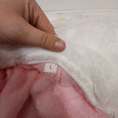 HELLO KITTY PLUSH HOODED ROBE - LARGE - PINK AND WHITE image 2