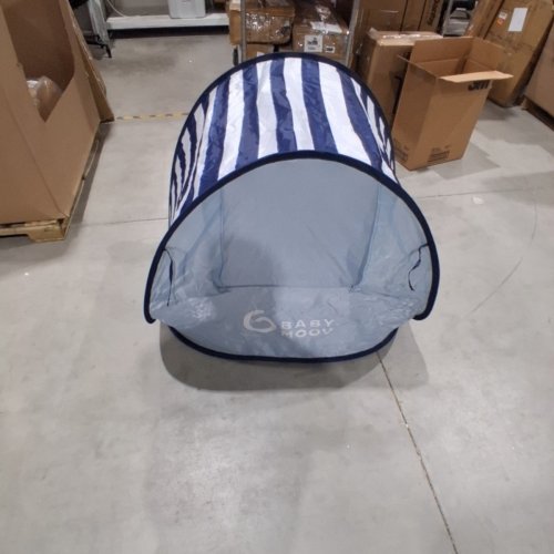 BABY MOOV COLLAPSIBLE FOLDABLE ANTI-UV TENT WITH VELCRO DOOR AND CARRY BAG - 36" X 34" X 39" - UPF 50+ - BLUE AND WHITE STRIPES image 3