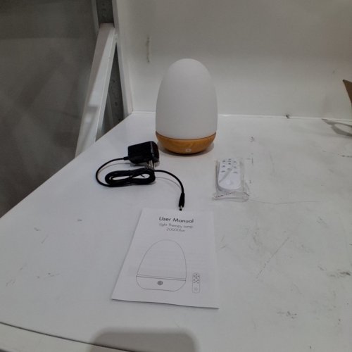 OYADISIIOP MODERN DIMMABLE REMOTE CONTROL LIGHT THERAPY TABLE LAMP - WHITE / WOOD (MODEL: XJY-SL-E6) image 3