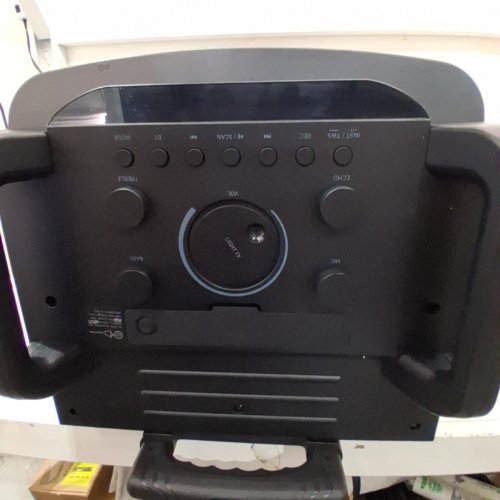 MOUKEY ROLLING TRAVEL TROLLEY KARAOKE MACHINE - SPEAKER WITH LED LIGHTS & 5.0 BLUETOOTH CONNECTION - WOOD BLACK (MODEL: MTS10-2) image 6