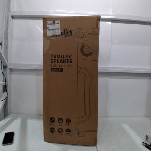 MOUKEY ROLLING TRAVEL TROLLEY KARAOKE MACHINE - SPEAKER WITH LED LIGHTS & 5.0 BLUETOOTH CONNECTION - WOOD BLACK (MODEL: MTS10-2) image 7
