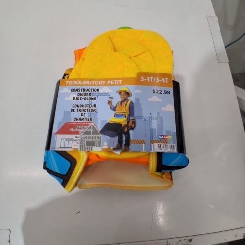 2PC TODDLERS CONSTRUCTION DIGGER RIDE-ALONG COSTUME SET - 3-4T - YELLOW AND ORANGE image 2