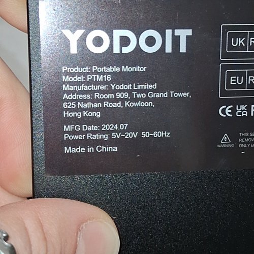 YODOIT 15.6" PORTABLE MONITOR FOR LAPTOP WITH DYNAMIC RANGE & 1080P HD DISPLAY - USB-C - BLACK (MODEL: PTM16) image 3