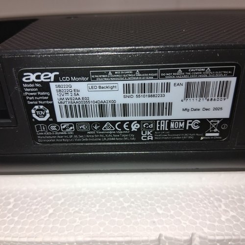 ACER FULL HD 1920 X 1080 COMPUTER MONITOR - 21.5" -100HZ REFRESH RATE (MODEL: SB222Q) image 6