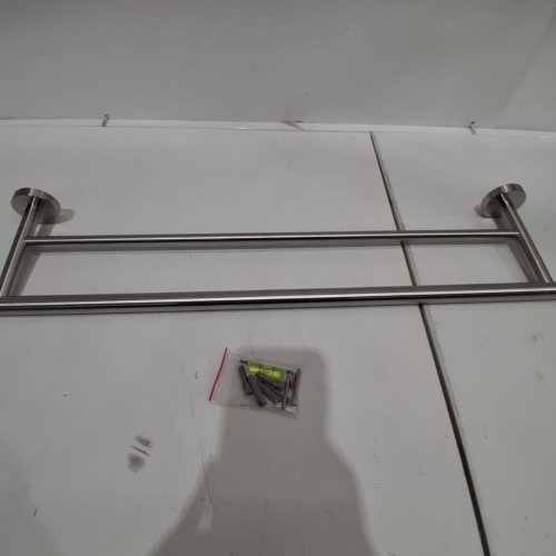 MIYILI DOUBLE BAR TOWEL RACK - 24'' - SILVER (MODEL:A01N60B) image 3