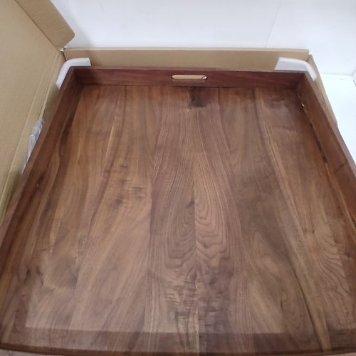 MAGIGO CLASSIC WOODEN OTTOMAN DECORATIVE SERVING TRAY - 26" - WALNUT image 2