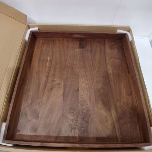 MAGIGO CLASSIC WOODEN OTTOMAN DECORATIVE SERVING TRAY - 26" - WALNUT image 3