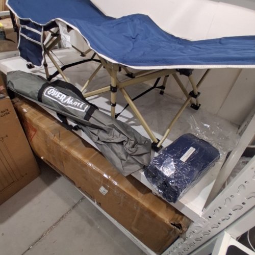 OVERMONT CAMPING COT WITH MATTRESS - EXTRA WIDE 28" - BLUE image 3
