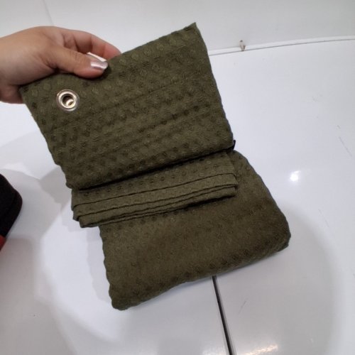 THRESHOLD WAFFLE WEAVE GROMMET TOP FABRIC SHOWER CURTAIN - 72" X 72" - WREATH GREEN image 3