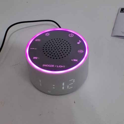 DREAMEGG D1 NOVA WHITE NOISE MACHINE ALARM CLOCK - WITH 25 SOOTHING SOUNDS, 10 NIGHT LIGHTS, DIMMABLE, TIMER - WHITE (MODEL: SM-04) image 2
