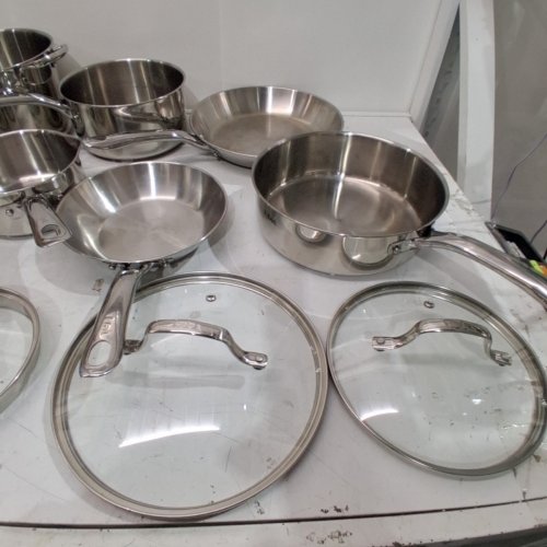 11PC T-FAL STAINLESS STEEL COOKWARE SET - SILVER (MODEL: H884SB74) image 3