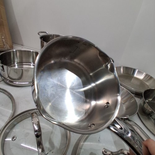 11PC T-FAL STAINLESS STEEL COOKWARE SET - SILVER (MODEL: H884SB74) image 4