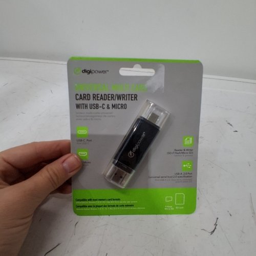 DIGIPOWER UNIVERSAL MULTI CARD READER/WRITER - USB-C, USB-A, MICRO USB - SD/TF CARD SUPPORT - BLACK (MODEL: DP-MCR5) image 2