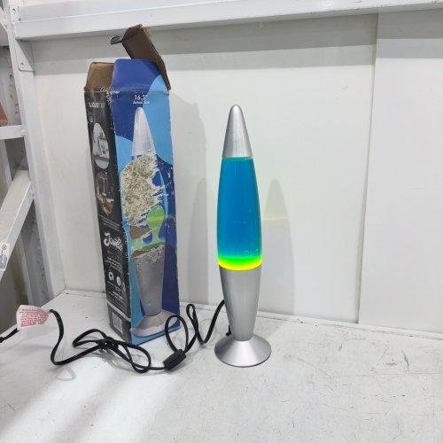 JAMBO LAVA LAMP CLASSIC SILVER BASE - 16" -YELLOW WAX / BLUE LIQUID image 2