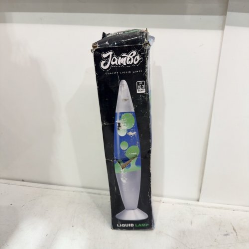 JAMBO LAVA LAMP CLASSIC SILVER BASE - 16" -YELLOW WAX / BLUE LIQUID image 3