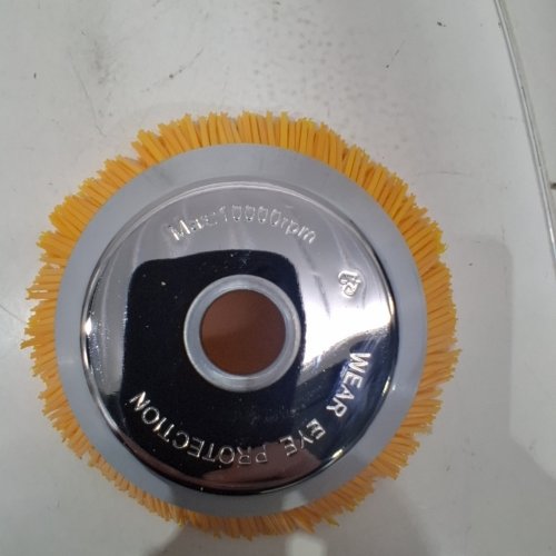 NYLON WHEEL BRUSH TRIMMER HEAD FOR GRASS TRIMMERS AND BRUSH CUTTERS - 8" - YELLOW image 2
