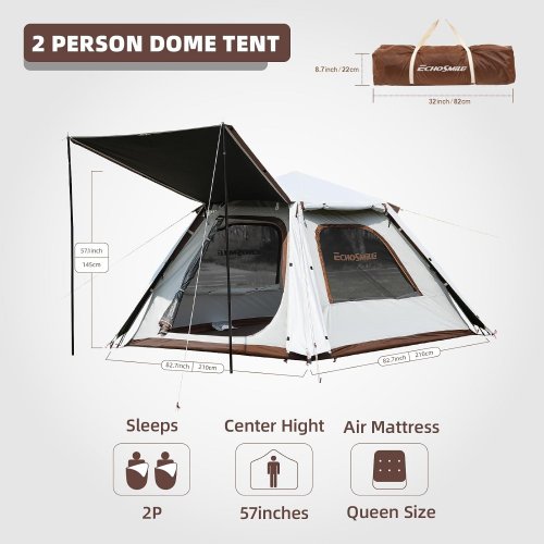 ECHOSMILE WATER/SUN LINER FOR 2 & 3 PERSON DOME TENT - WHITE/BROWN image 2