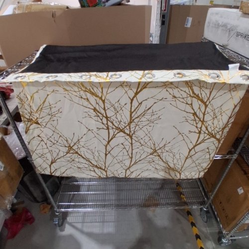 (1 PANEL) FMFUNCTEX SEMI-SHEER GROMMET CURTAIN PANEL, BRANCH PATTERN - 100" X 84" - IVORY/YELLOW/GREY image 2