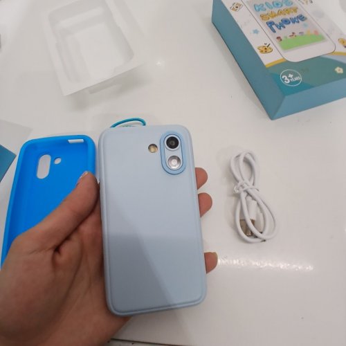KIDS EDUCATIONAL TOUCHSCREEN SMART PHONE TOY WITH DUAL CAMERA - AGES 3 TO 12 - LIGHT BLUE image 3