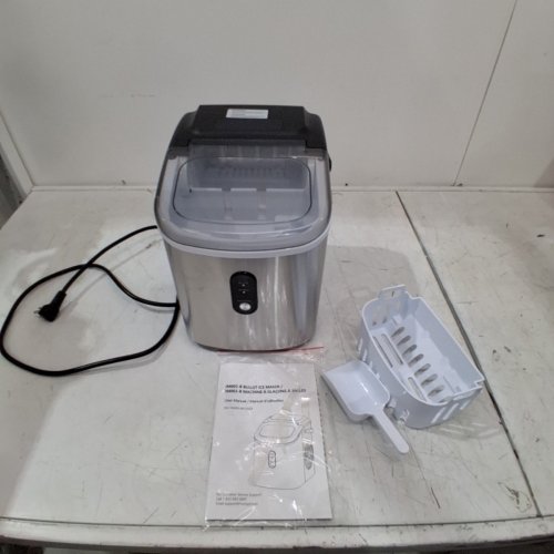 SIMZLIFE COUNTERTOP BULLET ICE MAKER MACHINE WITH HANDLE, BASKET AND SCOOP - STAINLESS STEEL/BLACK (MODEL: IM003-BS1-CAZX) image 3