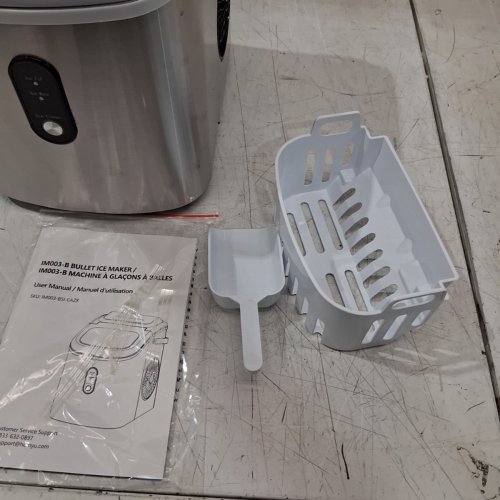 SIMZLIFE COUNTERTOP BULLET ICE MAKER MACHINE WITH HANDLE, BASKET AND SCOOP - STAINLESS STEEL/BLACK (MODEL: IM003-BS1-CAZX) image 8