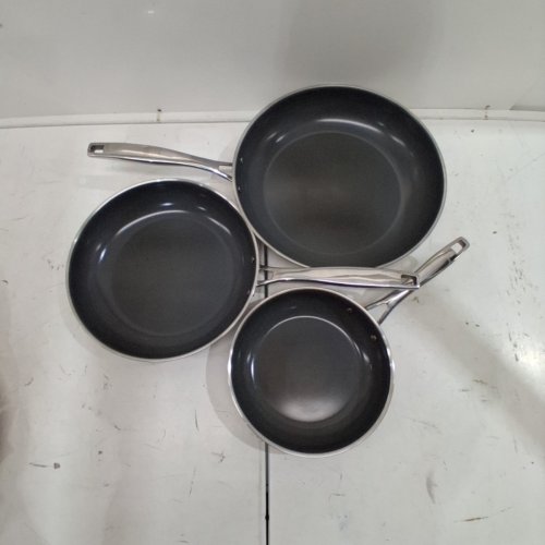 3PC TRAMONTINA TRI-PLY CLAD CERAMIC NON-STICK INDUCTION SKILLET SET - 8.5" / 10.5" / 12.5" - STAINLESS STEEL (MODEL: 1945362) image 2