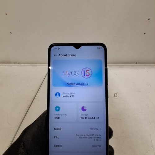 NUBIA A76 4G SMARTPHONE, 6.5" HD+ DISPLAY, 4GB RAM/64GB STORAGE, 5000 MAH, ANDROID 15 - BLACK - (MODEL:Z6657CA) image 6