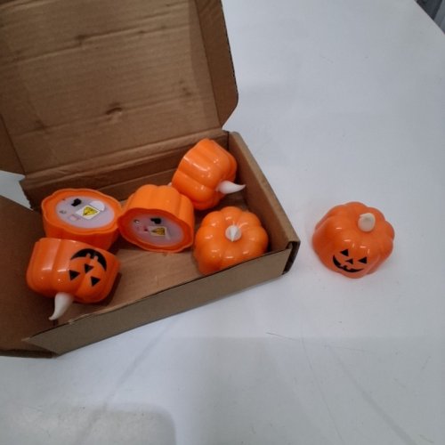6PK BTFO HALLOWEEN MINI JACK-O-LANTERN PUMPKIN TEA LIGHTS - 1.77" - ORANGE image 3