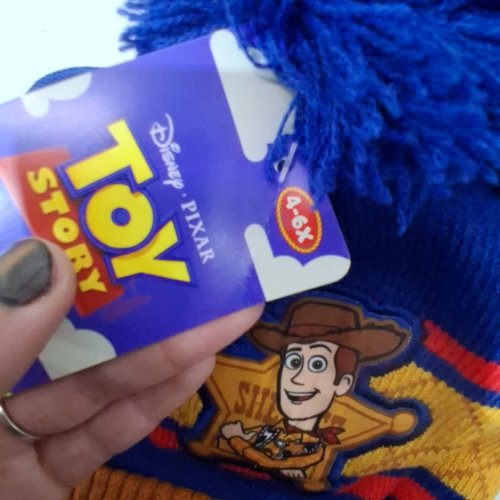 3PC KID'S DISNEY TOY STORY 4 KNIT BEANIE AND GLOVES - 4-6X - BLUE AND BROWN image 3