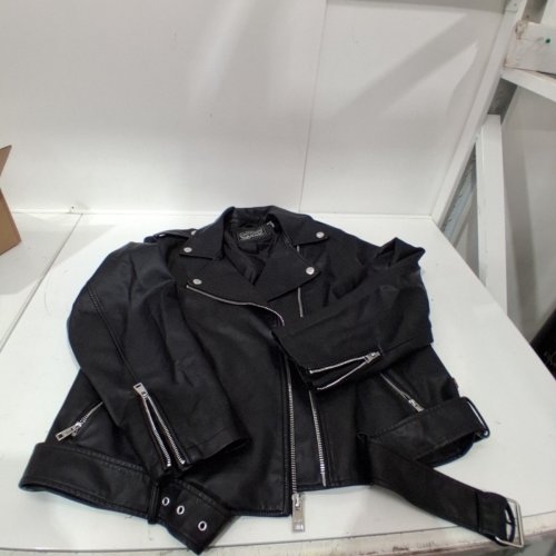 WOMEN'S LEVI'S FAUX LEATHER BELTED MOTORCYCLE JACKET - 1X - BLACK (STYLE: LW8WU808) image 2