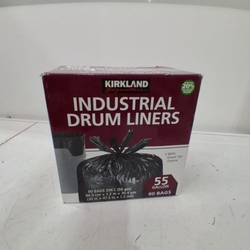 60PK KIRKLAND SIGNATURE SMART TIE INDUSTRIAL DRUM LINERS - 55 GAL - BLACK (MODEL: 878519) image 3