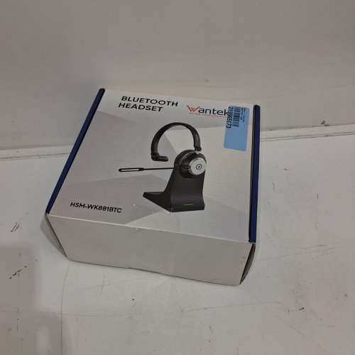 WANTEK BLUETOOTH HEADSET WITH MIC AND AI NOISE CANCELLING ADJUSTABLE MICROPHONE CHARGING DOCK - BLACK (MODEL: HSM-WK881BTC) image 6