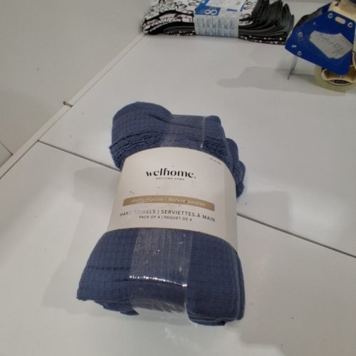 4PK WELHOME WAFFLE WEAVE HAND TOWELS - 15" X 30" - BLUE (MODEL:1996328) image 2