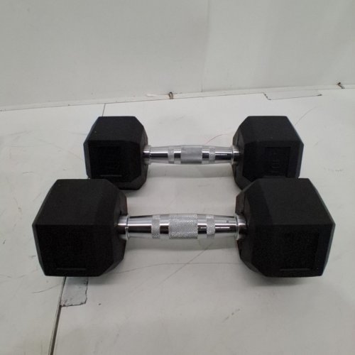 2PK SIGNATURE FITNESS RUBBER ENCASED HEX DUMBBELLS - 10LBS - BLACK (MODEL: ‎SF2TRY-DB10P) image 2