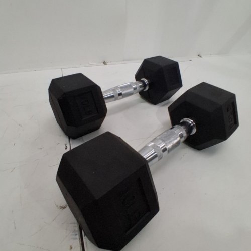 2PK SIGNATURE FITNESS RUBBER ENCASED HEX DUMBBELLS - 10LBS - BLACK (MODEL: ‎SF2TRY-DB10P) image 3
