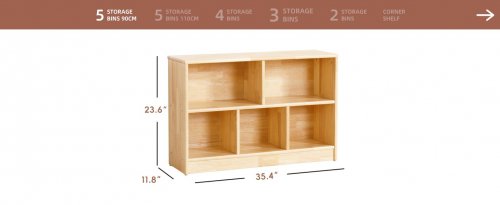 OOOK RUBBER WOOD 5-COMPARTMENT MONTESSORI SHELF - 43" - NATURAL (MODEL: BCOK020) image 2